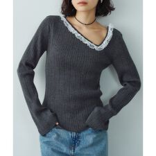 コードエー(CODE A)のlace frill asymmetric knit