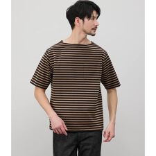 【接触冷感】ボートネックデザイン ボーダーTシャツ