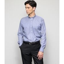 NY CARE FREE リバーストライプ 長袖ボタンダウンシャツ