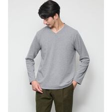 スパンテレコ 浅Vネック長袖Ｔシャツ