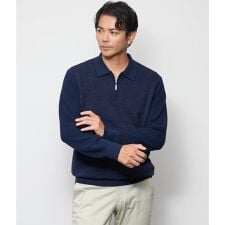 襟付きハーフジップニット