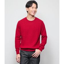 カシミヤ ケーブルクルーネック プルオーバーニット