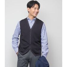 ニューヨーカー(NEWYORKER)の【ウォッシャブル】Vネック 前開きニットベスト