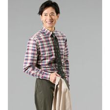 【吸水速乾】サッカー デジタルミックスカラーチェック 長袖ショートボ