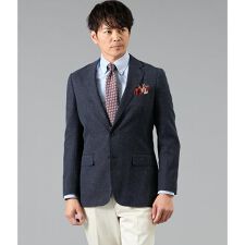 三者混メッシュ サマーツィード チェック ジャケット