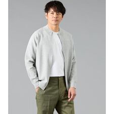 【ウォッシャブル】モックネック スタンドジップアップ カーディガン