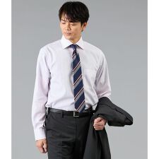 NY CARE FREE ストライプ 長袖ワイドカラーシャツ