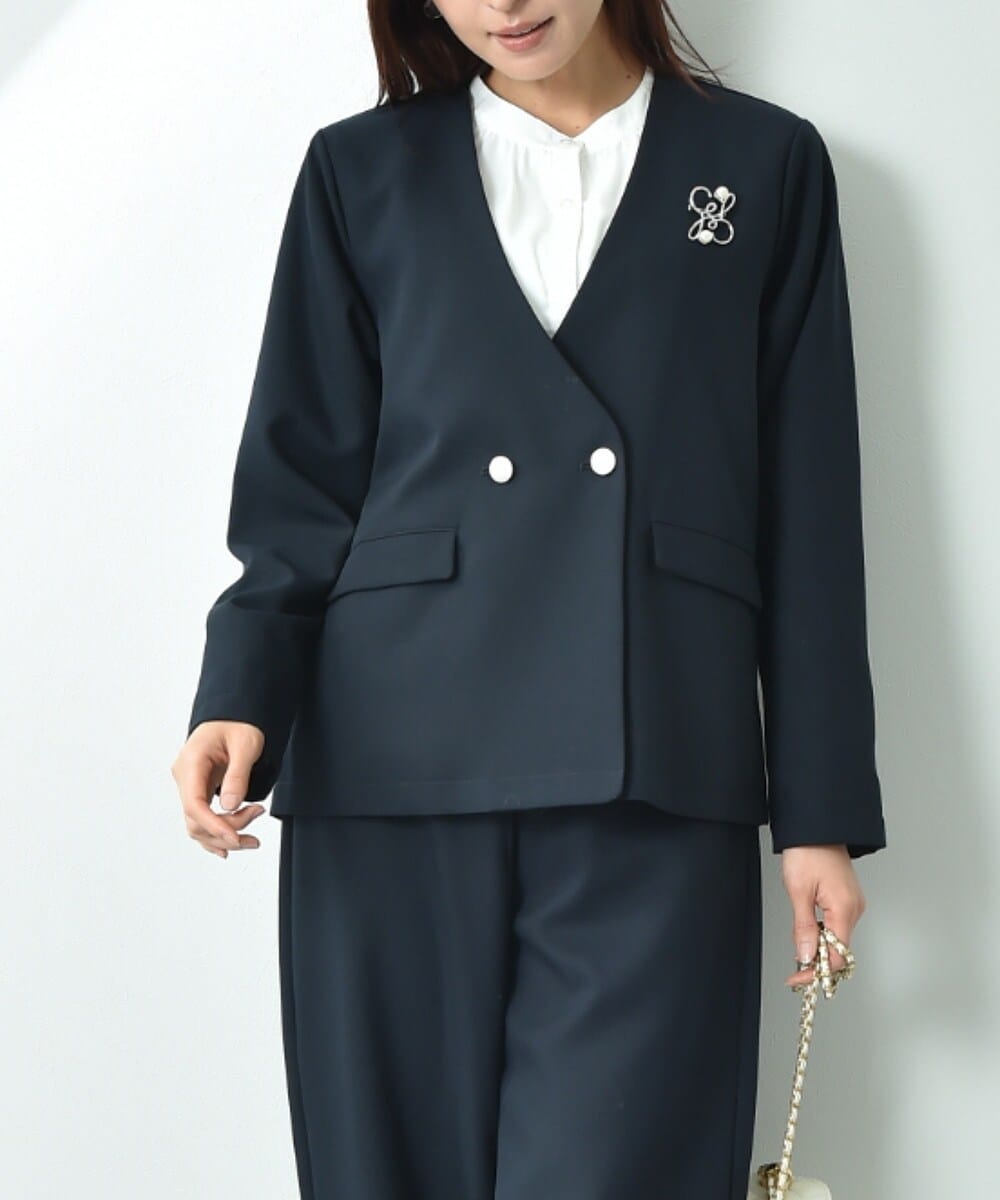 WEB限定】SHIPS any:〈手洗い可能〉ツイード ノーカラー オーバー