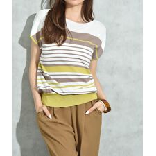 【ＵＶ・接触冷感・マシーンウォッシャブル】マルチボーダーニット