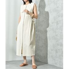 綿麻ウォッシュ切替シャツワンピース