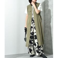 綿麻ウォッシュ切替シャツワンピース