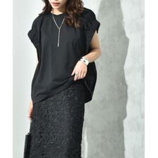 度詰め天竺袖口ギャザープルオーバー