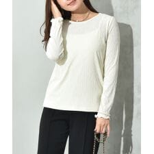 プリーツベロア長袖プルオーバー