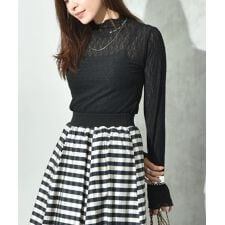 総レースハイネックプルオーバー