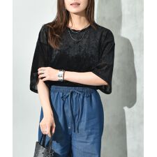 シアーベロア５分袖プルオーバー