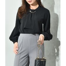 ポーラパールプレート付ボウタイブラウス