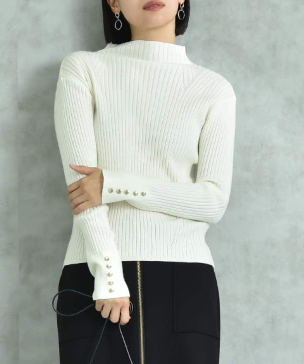 変形編み袖口ボタンリブニット | インタープラネット(INTERPLANET