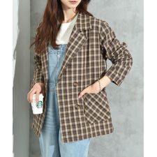 インタープラネット(INTERPLANET)の再生チェック柄ダブルジャケット