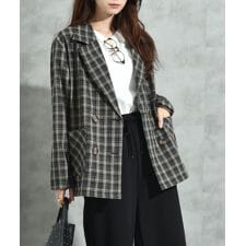 インタープラネット(INTERPLANET)の再生チェック柄ダブルジャケット