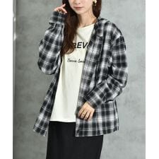 インタープラネット(INTERPLANET)のフード付先染めチェックシャツ