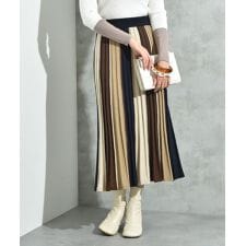 配色カラーニットスカート