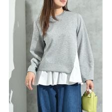 スポンジリバー裾異素材切替プルオーバー