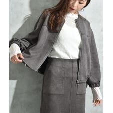 マシュマロスエードノーカラーブルゾン