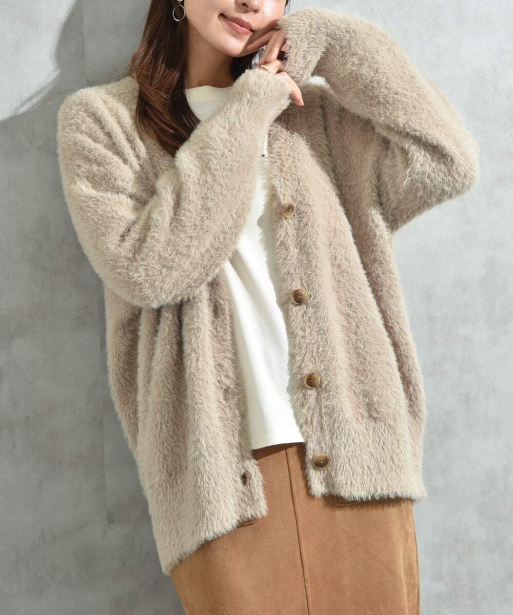 WEB限定】ファーニットVネックカーディガン | アダムエロペ(ADAM ET