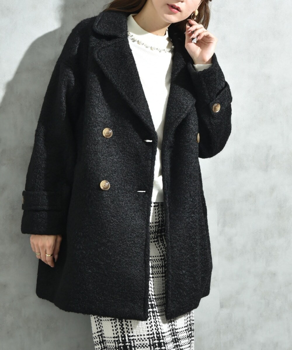 極美品　GALLARDAGALANTE メルトン ウール Pコート ブラック 極美品 GALLARDAGALANTE メルトン ウール Pコート ブラック - メルカリ