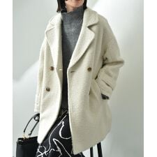 インタープラネット(INTERPLANET)のブークレツイードダブルミドル丈コート