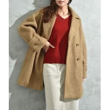 インタープラネット(INTERPLANET)のブークレツイードダブルミドル丈コート