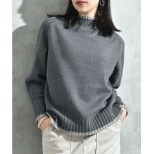 インタープラネット(INTERPLANET)の７Ｇ天竺＊袖山リブ配色ハイネックプルオーバー