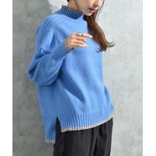 インタープラネット(INTERPLANET)の７Ｇ天竺＊袖山リブ配色ハイネックプルオーバー