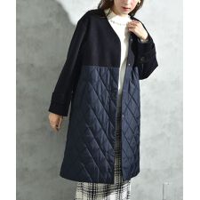 インタープラネット(INTERPLANET)のシャギー＊タフタキルトカラーレスコート