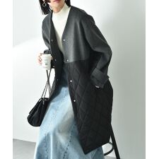 インタープラネット(INTERPLANET)のシャギー＊タフタキルトカラーレスコート