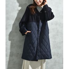 インタープラネット(INTERPLANET)のシャギー＊タフタキルトカラーレスコート