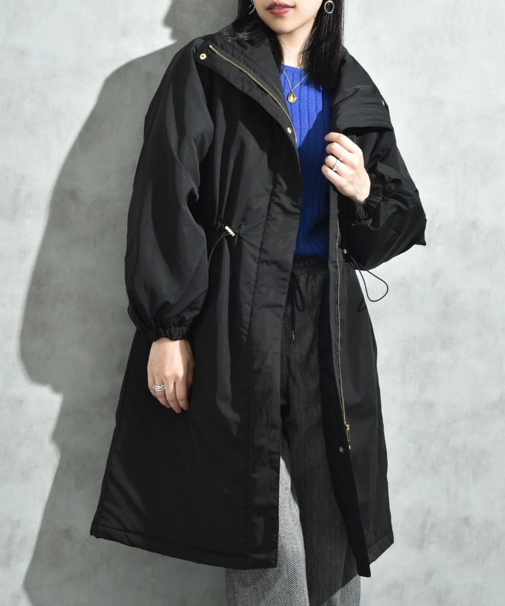 TAION:〈手洗い可能〉パイピング クルーネック ロング ダウン コート