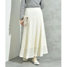 起毛フラワーレーススカート