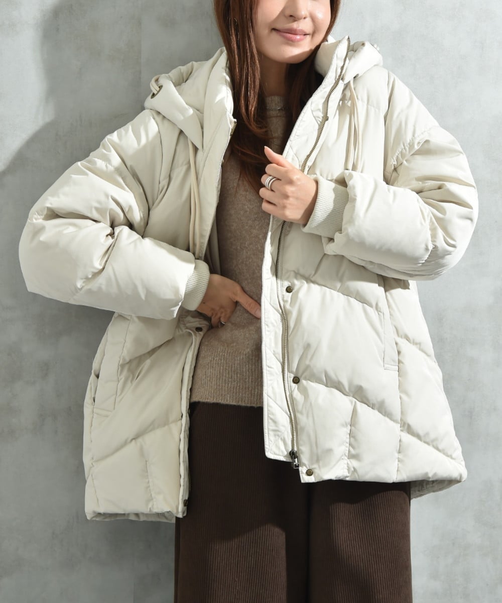 URBAN RESEARCH コクーンフードジャケット ダウンコート GREENDOWN