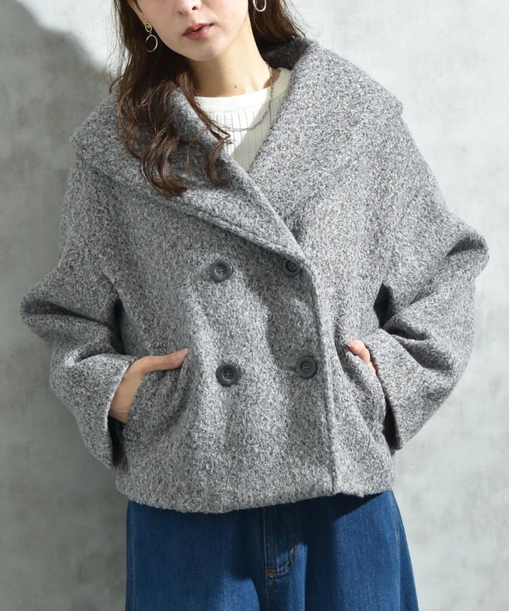 フェイクウールリングニットショートコート | インタープラネット
