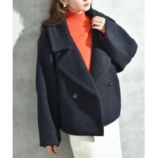 インタープラネット(INTERPLANET)のブークレツイードダブルショート丈コート