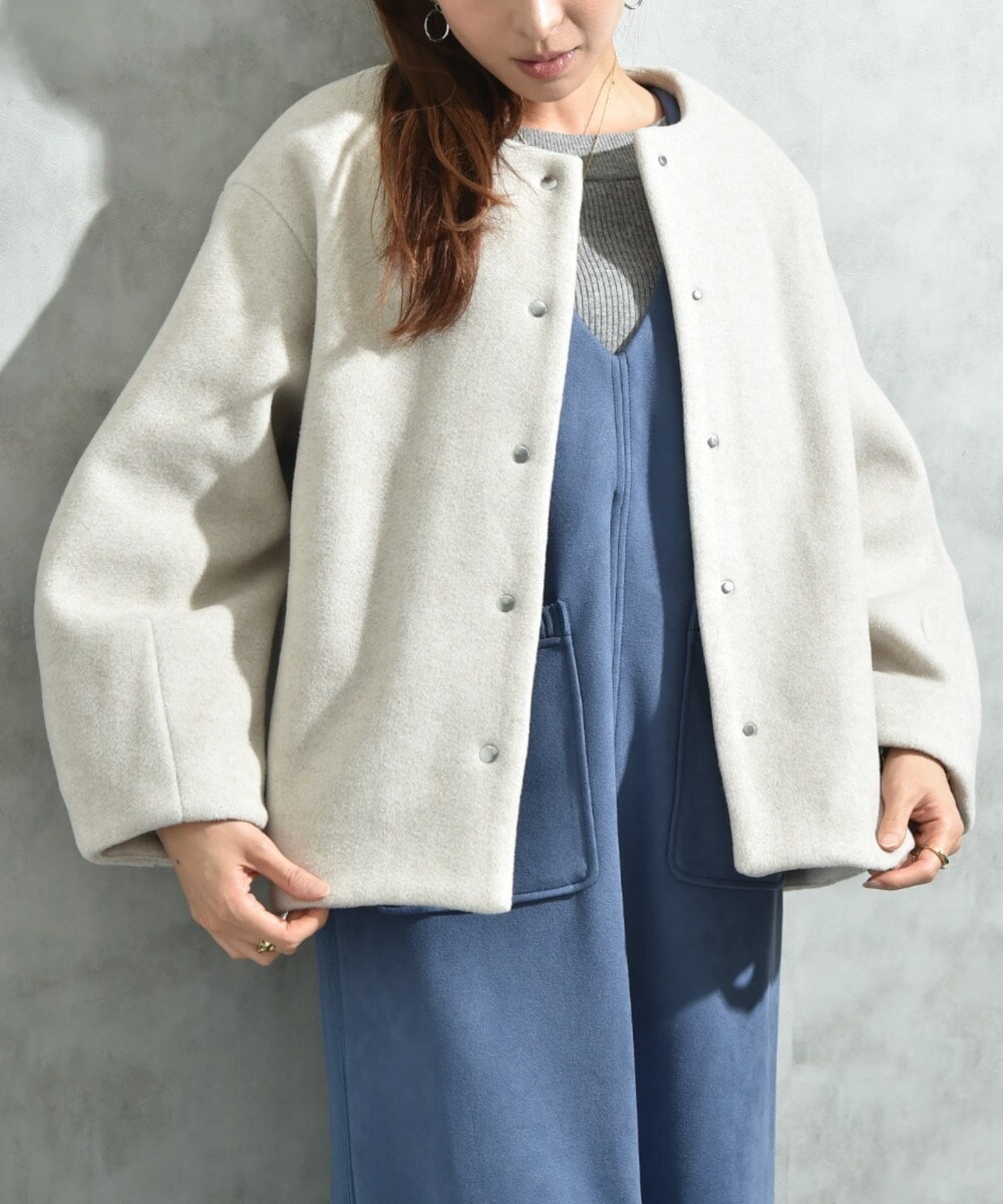 5colorXS-LLsize》ウール混ノーカラーショートコート | インデックス