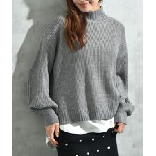 片畦編みハイネックプルオーバー