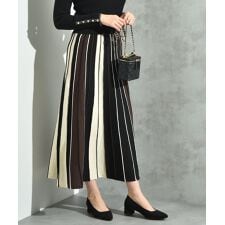 配色プリーツニットスカート