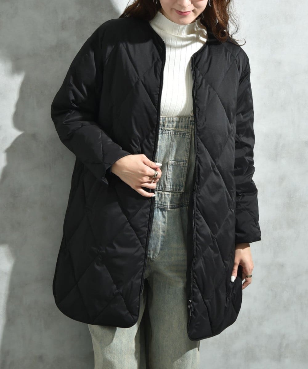 オードリーアンドジョンワッド キルティングスタンドカラーロングダウンコート Audrey and John Wad】シレーキルティングスタンドカラーダウン