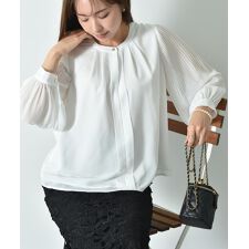 シフォンジョーゼット袖プリーツブラウス