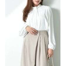 バックサテンジョーゼットパールネックレス付ブラウス