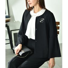 カットジョーゼットノーカラージャケット