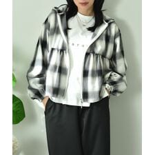 チェックペプラム切替ＺＩＰフードジャケット