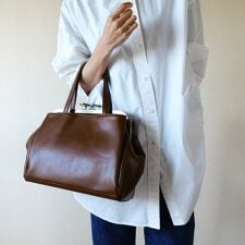 がま口バッグ　トート　ショルダー　あおりポケット付き　2way仕様